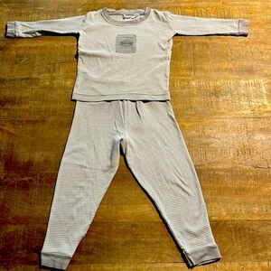 Petit Bateau Size 2T Grey & White Striped Pyjamas